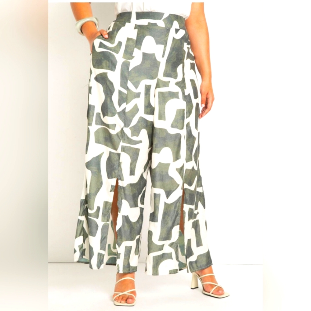 ELOQUII Women's Printed Pull-on Wide Leg Pant